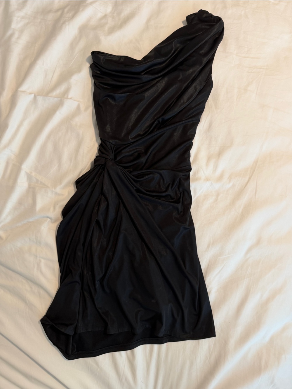 Ark & co black one shoulder asymmetrical elegant shimmer dress